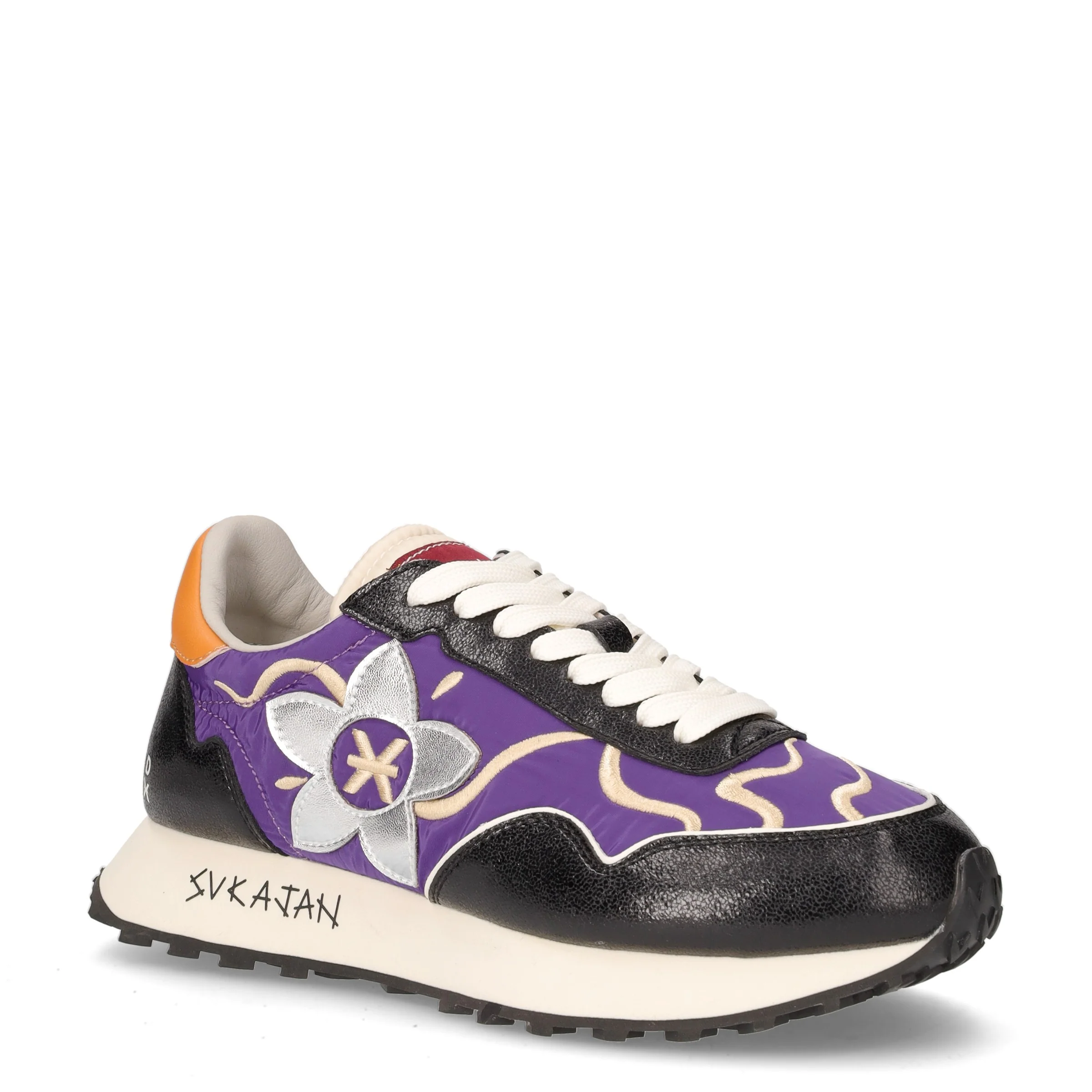 Sneaker in pelle e tessuto nero viola - Image 2
