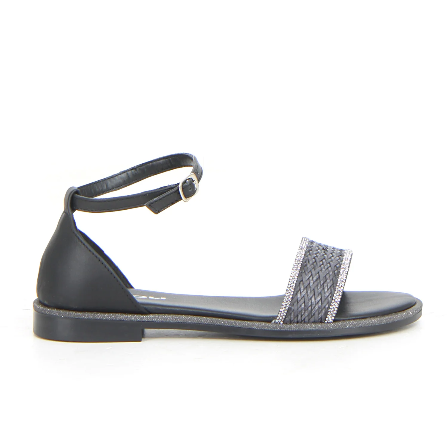 Sandalo con strass nero