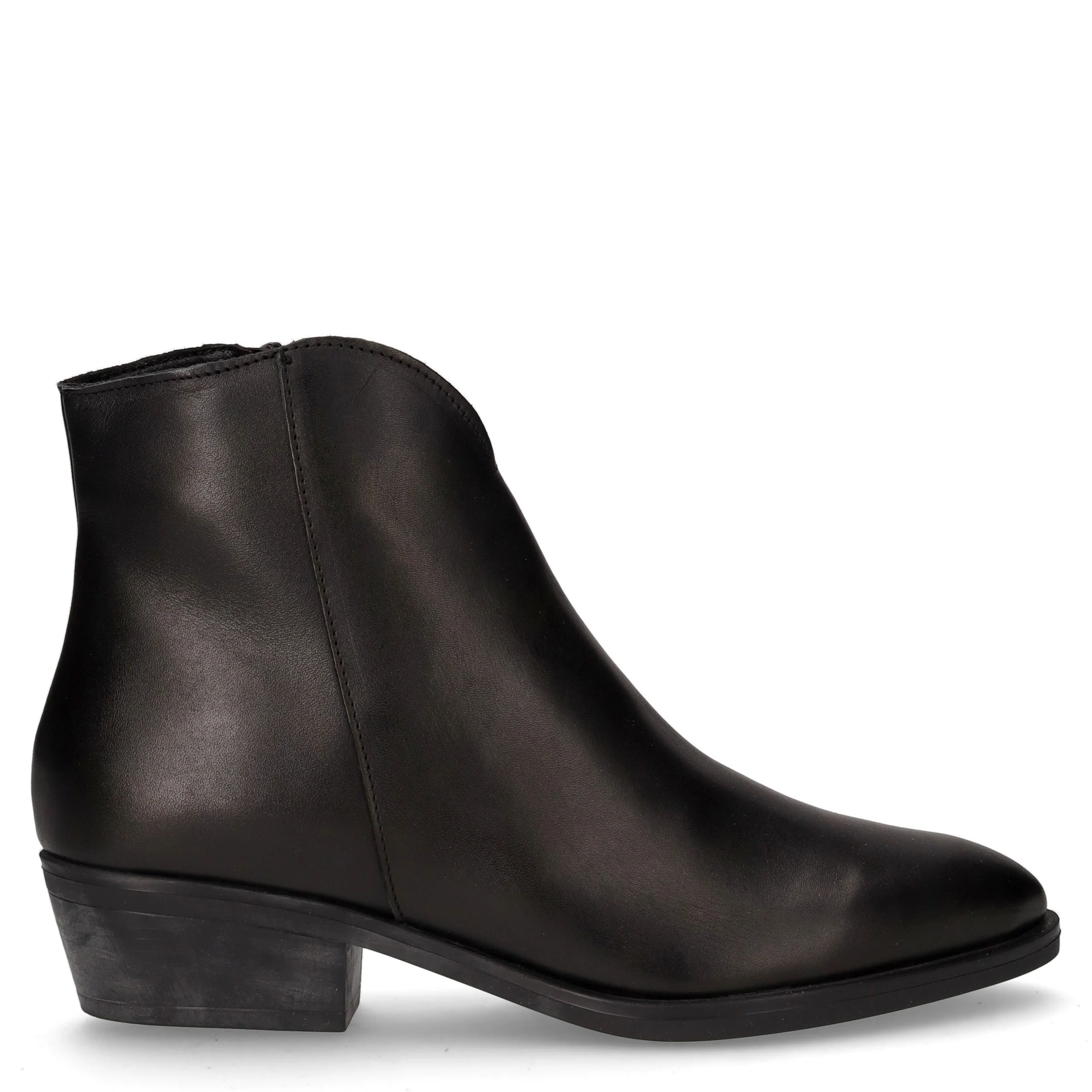 Stivaletto in pelle con zip nero