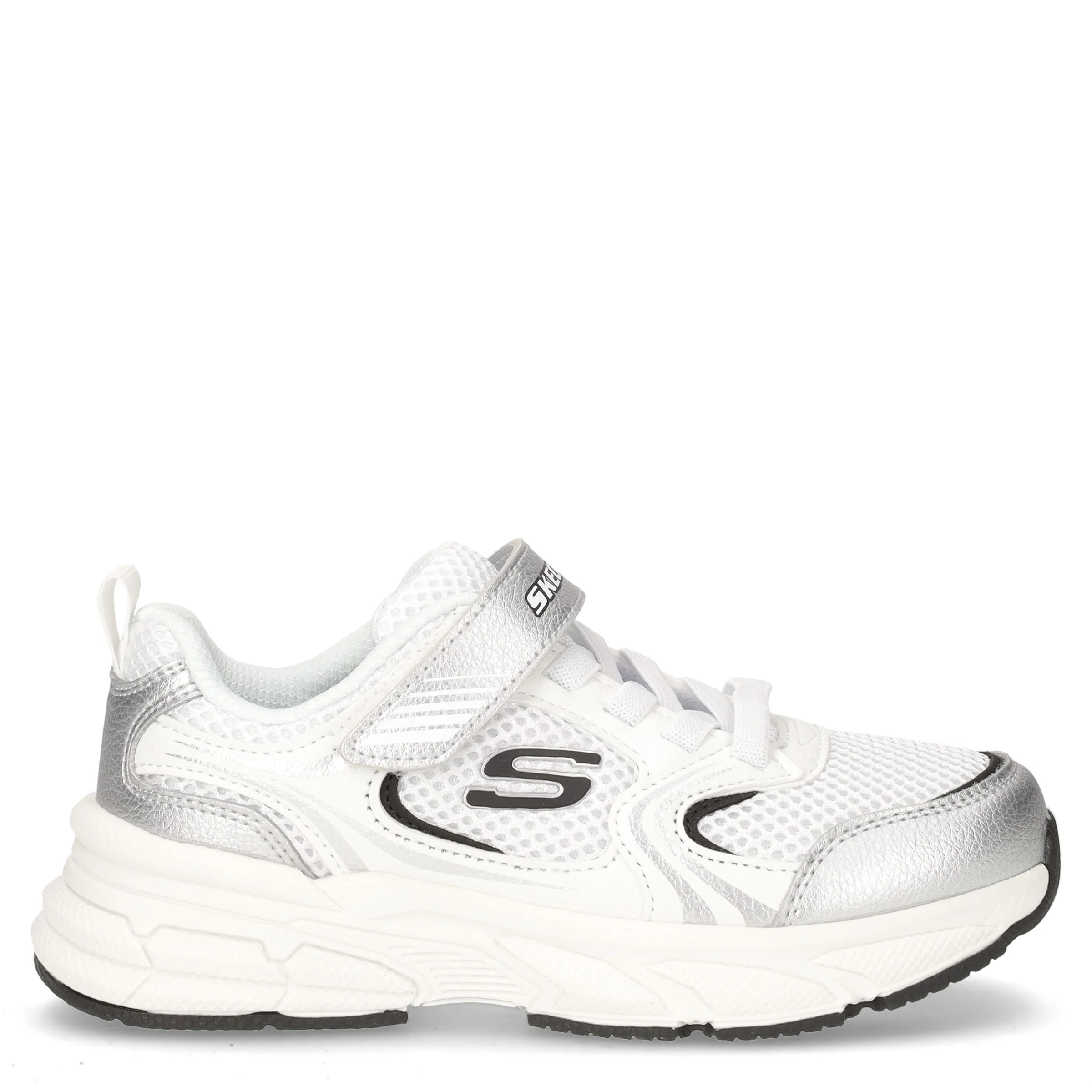 Retro Graph sneaker in tessuto ed ecopelle bambina bianco argento