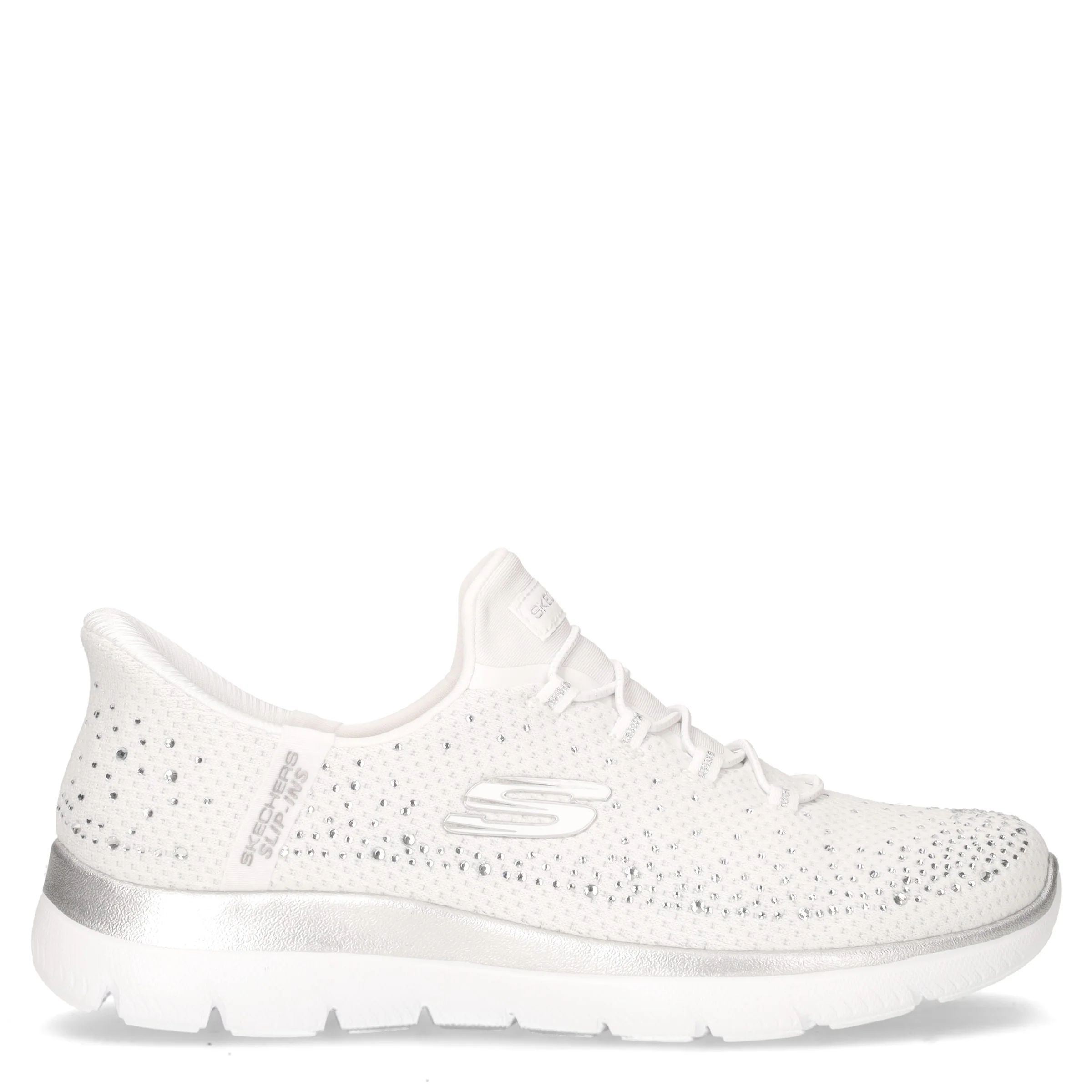 Summits Brilliant Shine sneaker slip ins in tessuto bianco argento