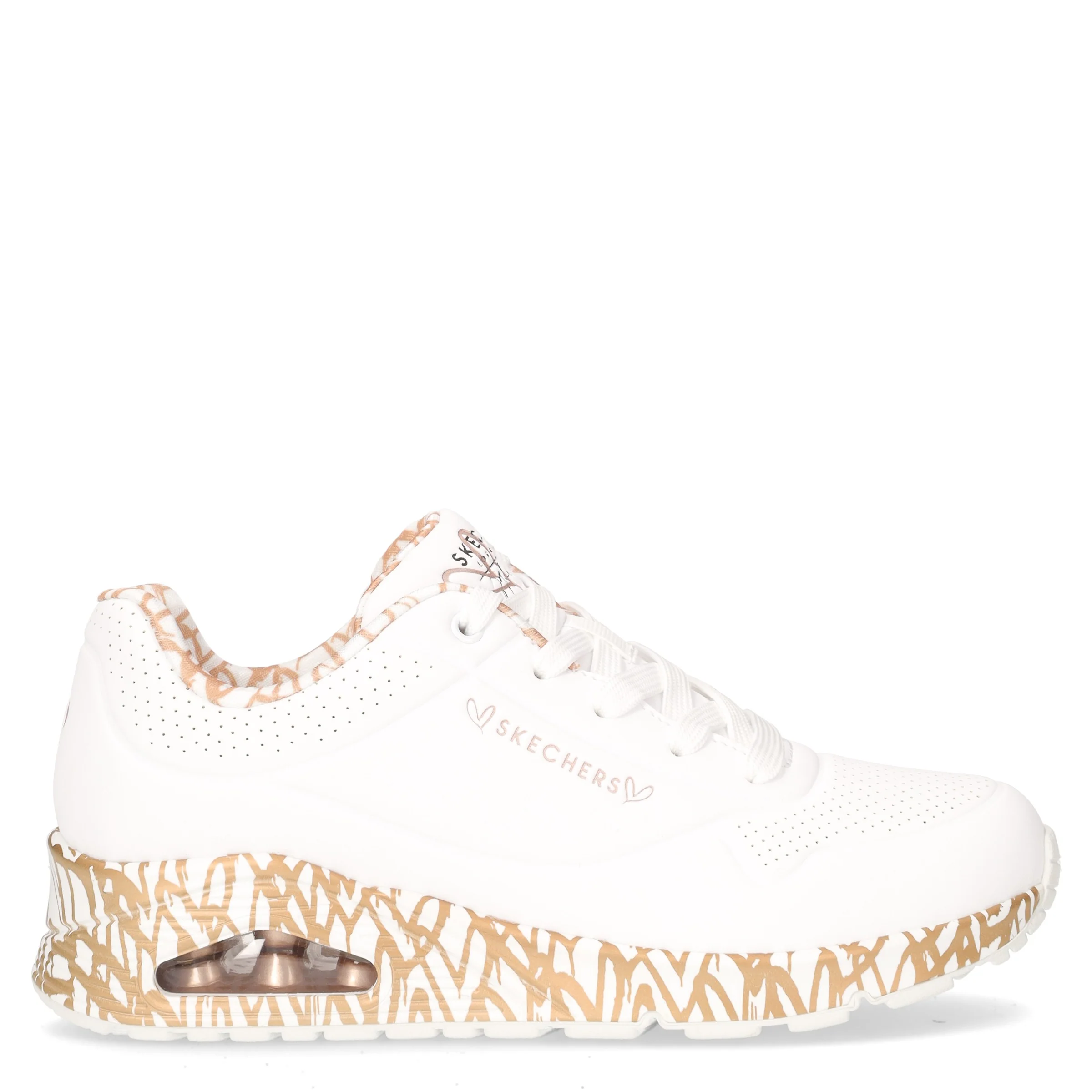 Uno Loving Love sneaker in ecopelle bianco oro rosa