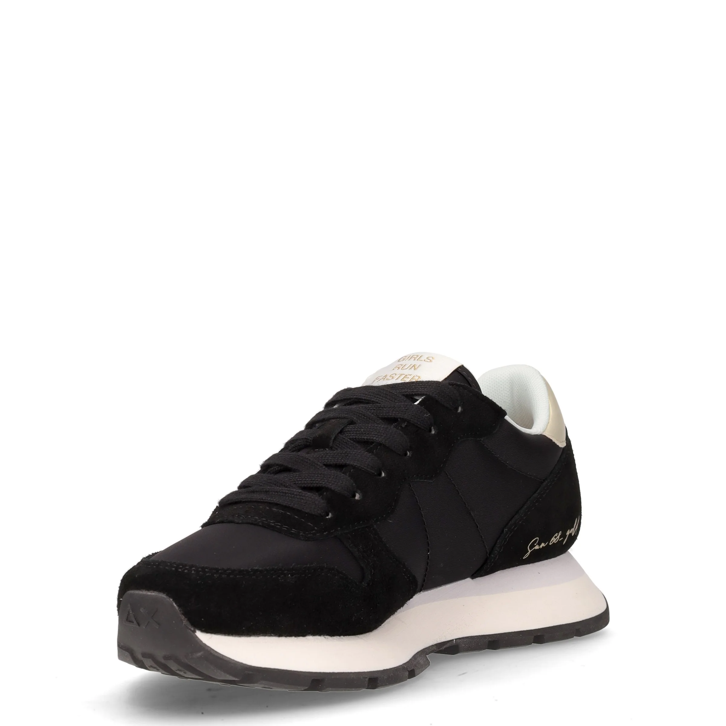 Ally Gold Silver sneaker in pelle e tessuto nero - Image 3