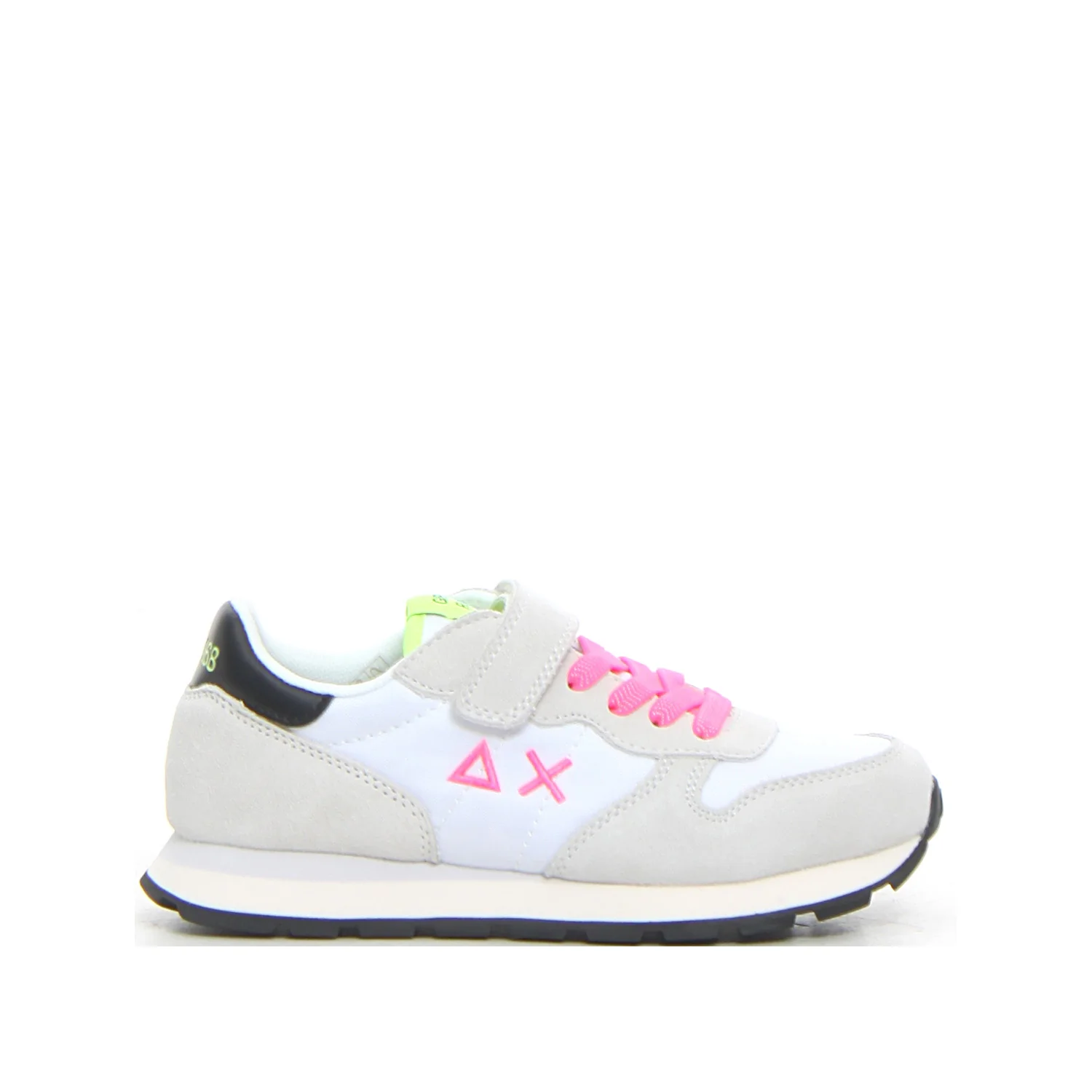 Ally Solid Nylon sneaker bambina bianco fuxia fluo