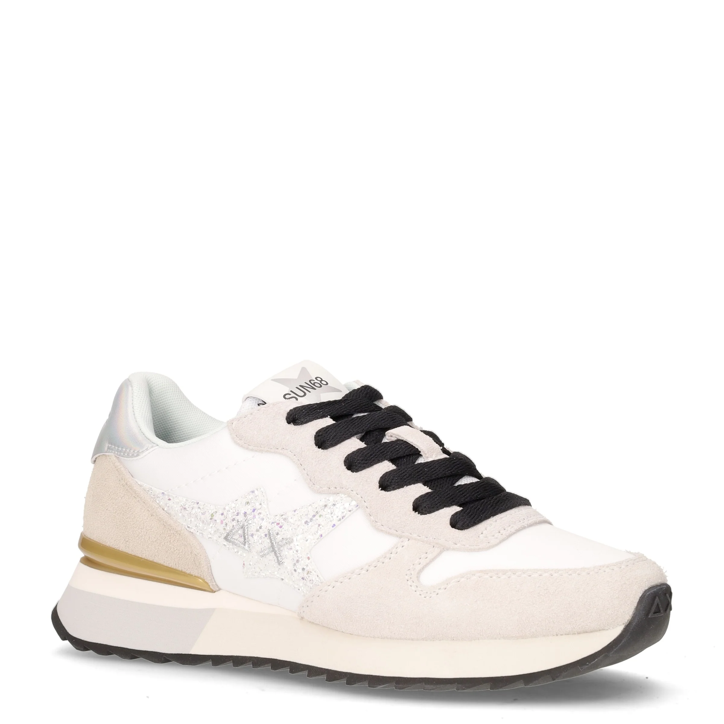 Starlight Glitter Logo sneaker in pelle e tessuto bianco grigio - Image 2