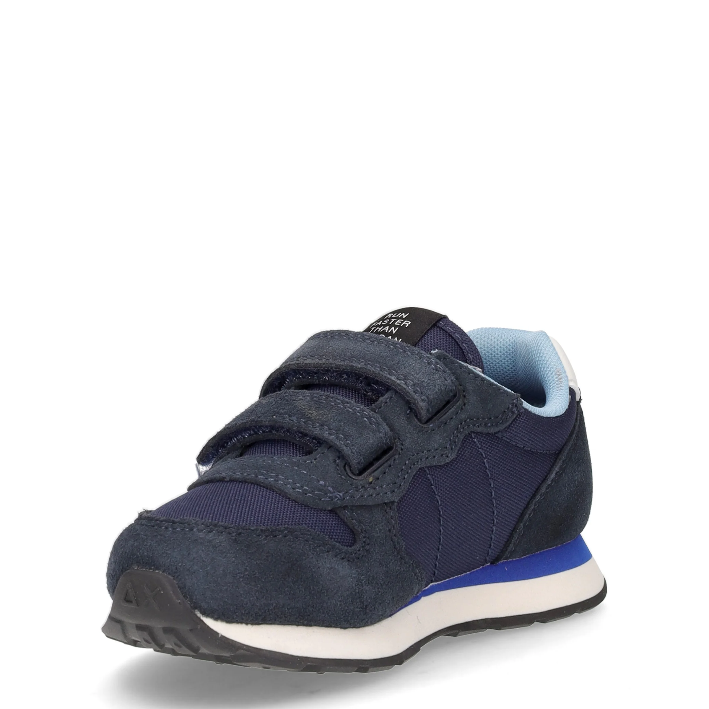 Tom Solid sneaker bambino in pelle e tessuto navy blu - Image 3