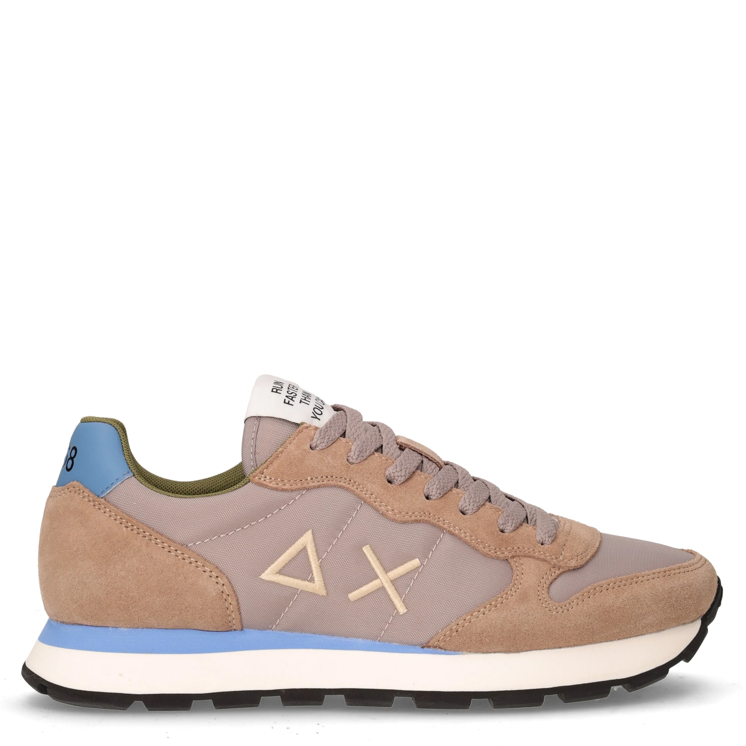 Tom Solid sneaker in pelle e tessuto pietra