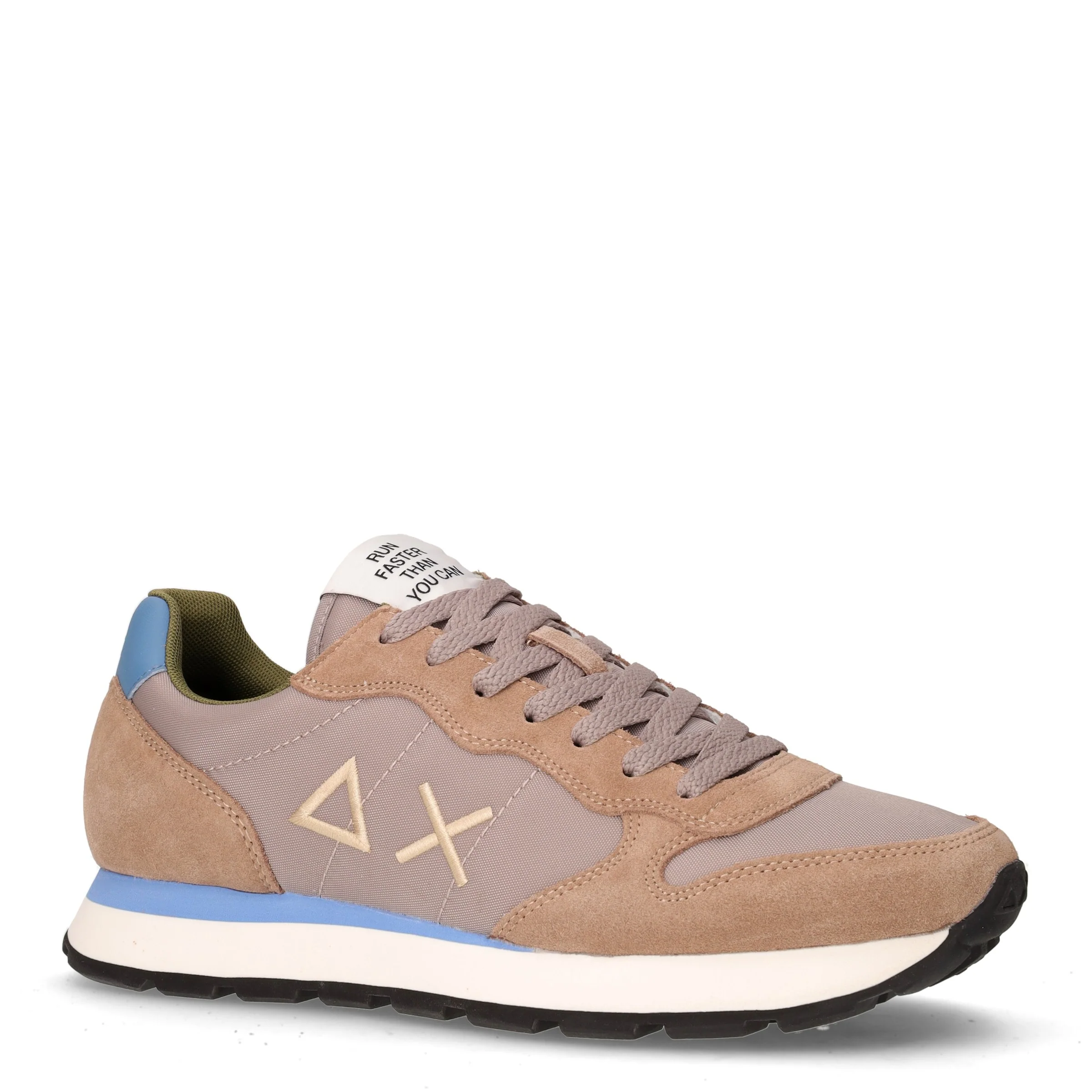 Tom Solid sneaker in pelle e tessuto pietra - Image 2