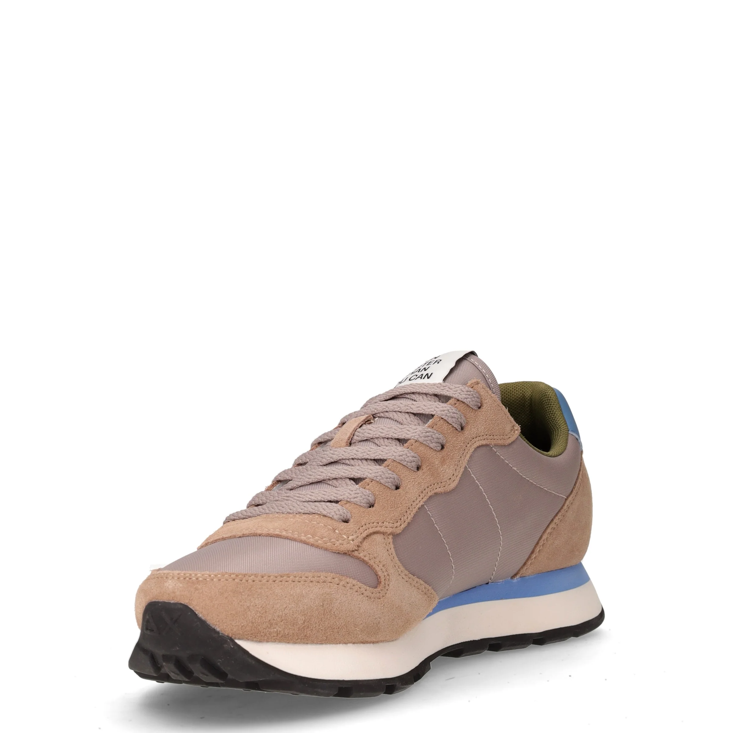 Tom Solid sneaker in pelle e tessuto pietra - Image 3