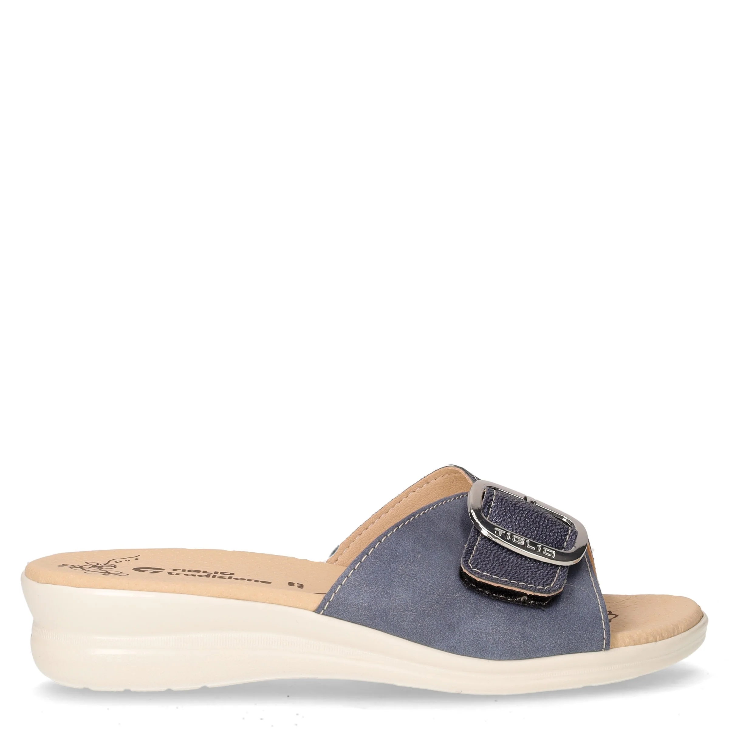 Ciabatta in ecopelle blu
