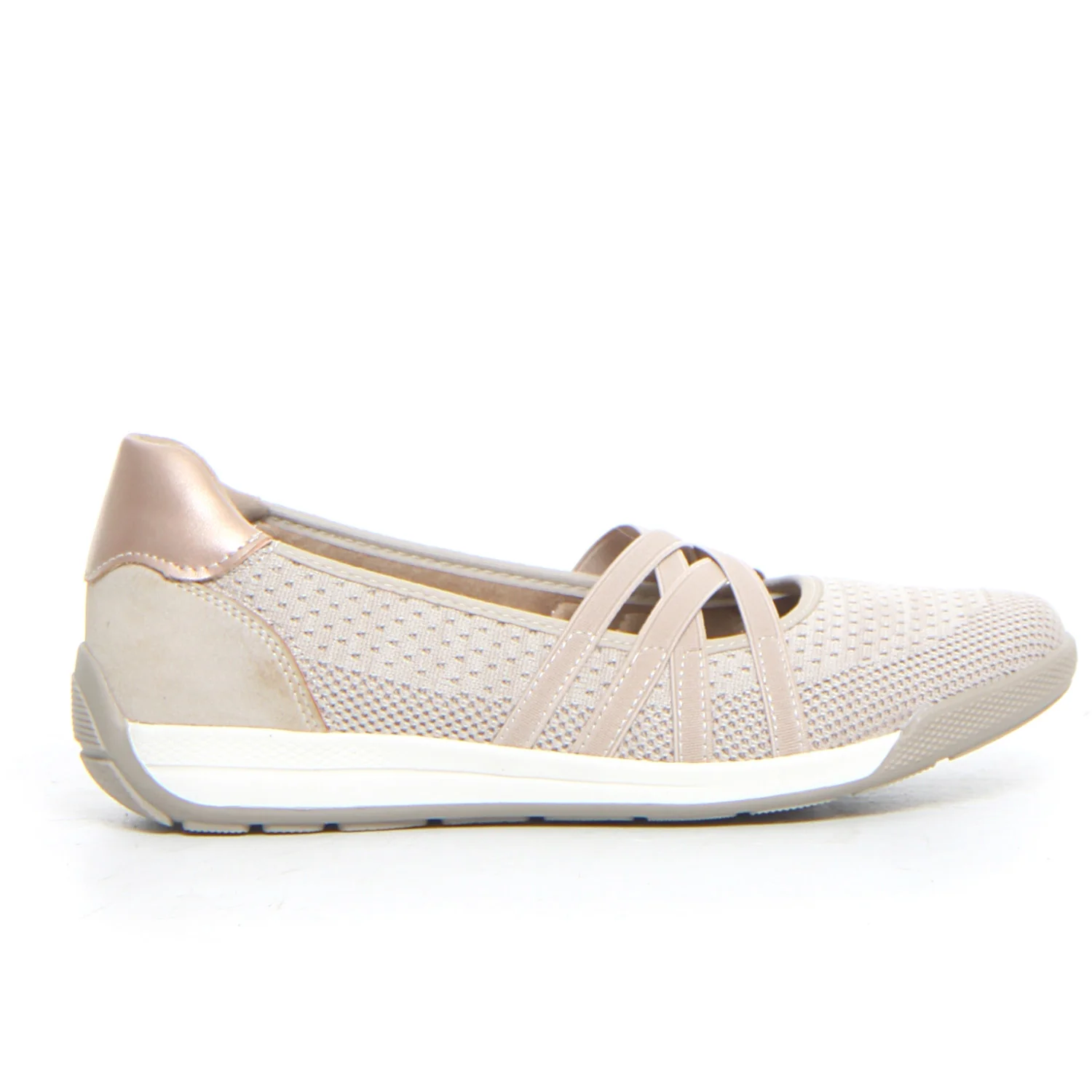 Ballerina sportiva in tessuto beige
