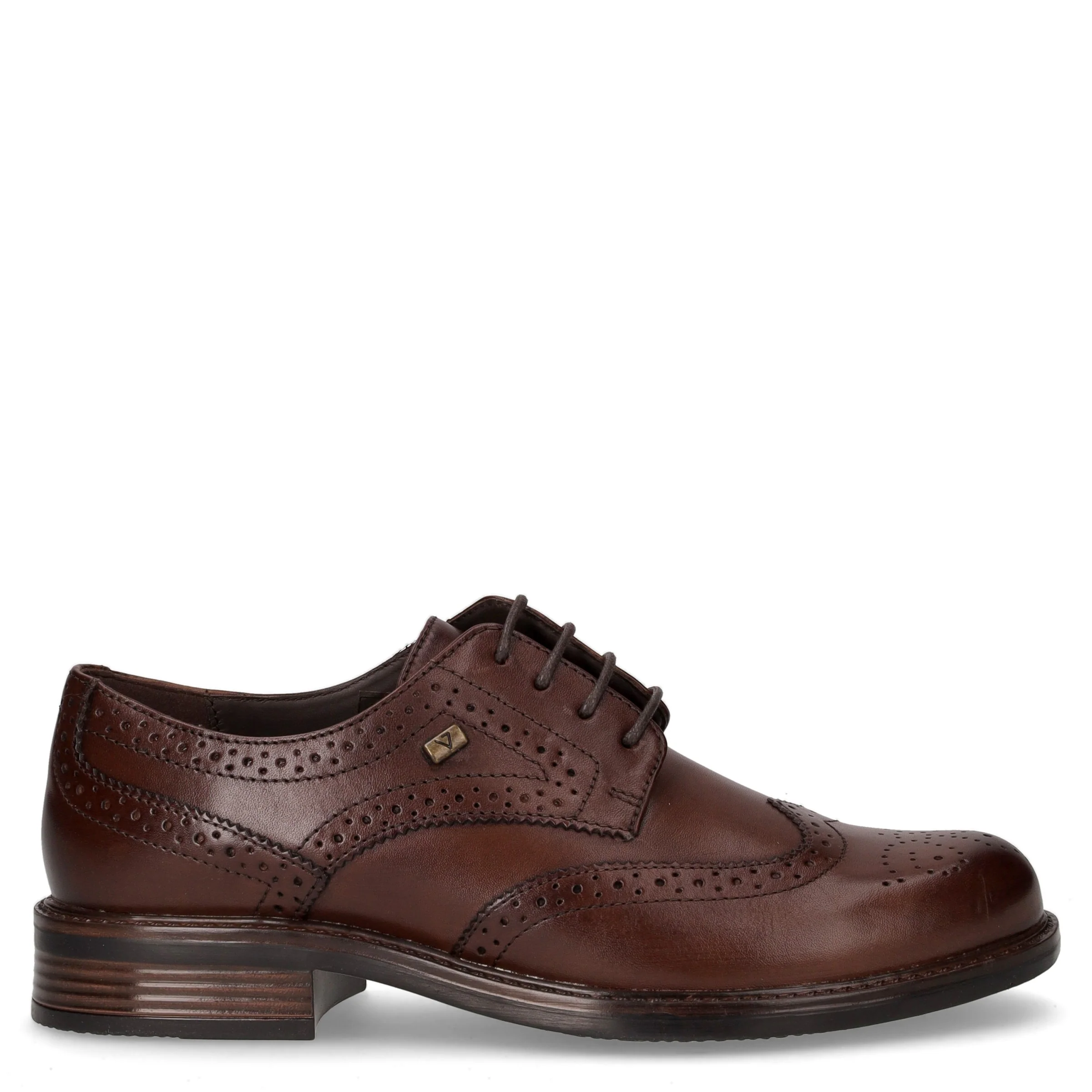 Francesina stringata in pelle marrone
