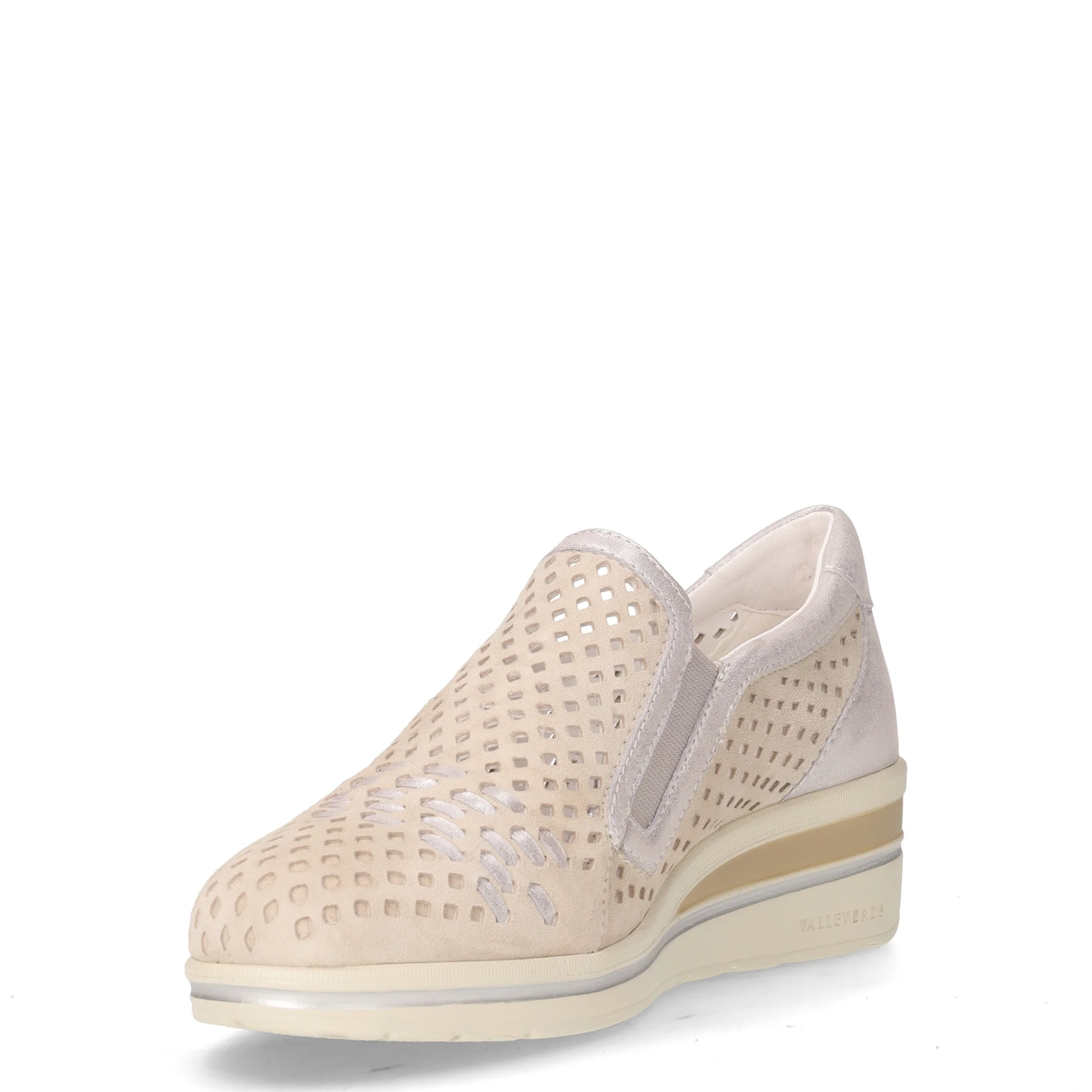 Mocassino in pelle con zeppa sabbia argento - Image 3