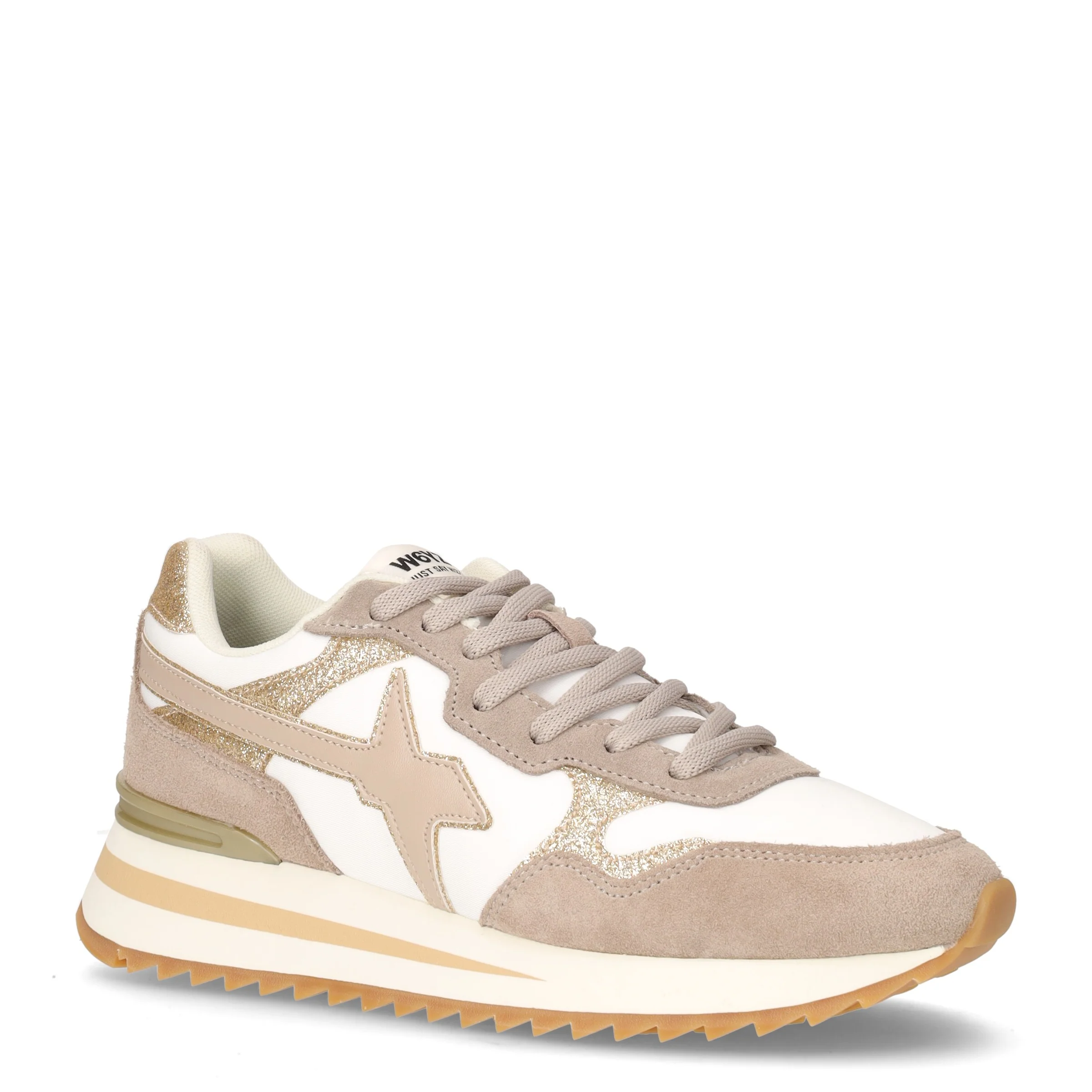 Tally sneaker in pelle e tessuto taupe bianco - Image 2
