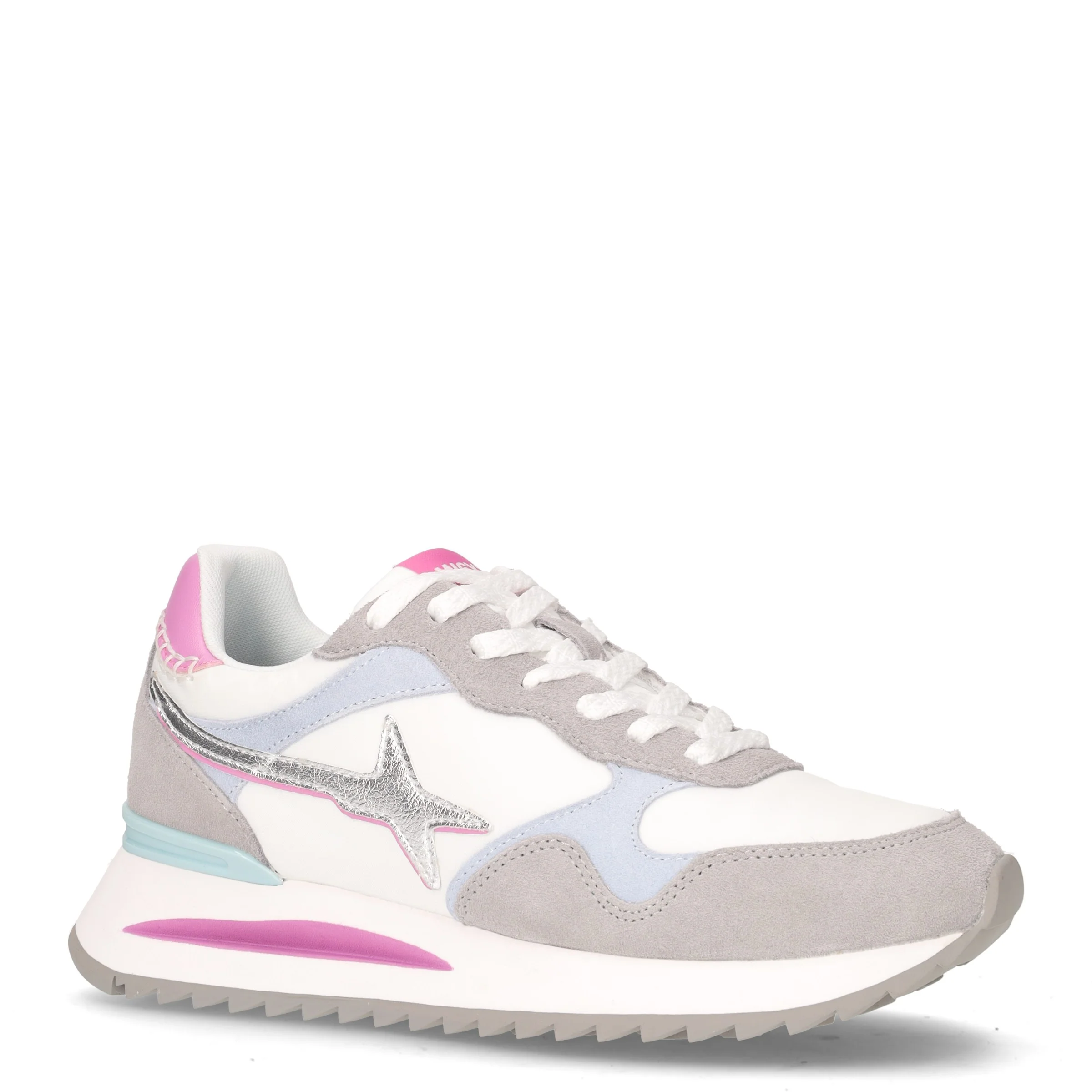 Yak sneaker in pelle e tessuto grigio bianco azzurro - Image 2
